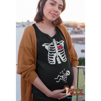funny maternity shirt skeleton fitness cm404